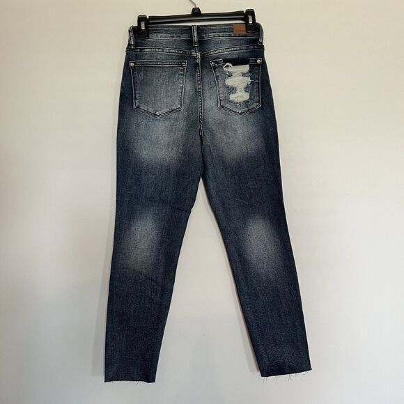 Judy Blue Jeans Womens 1/25 Blue Raw Hem Shelly High Rise Relaxed Fit Distressed - Picture 3 of 14